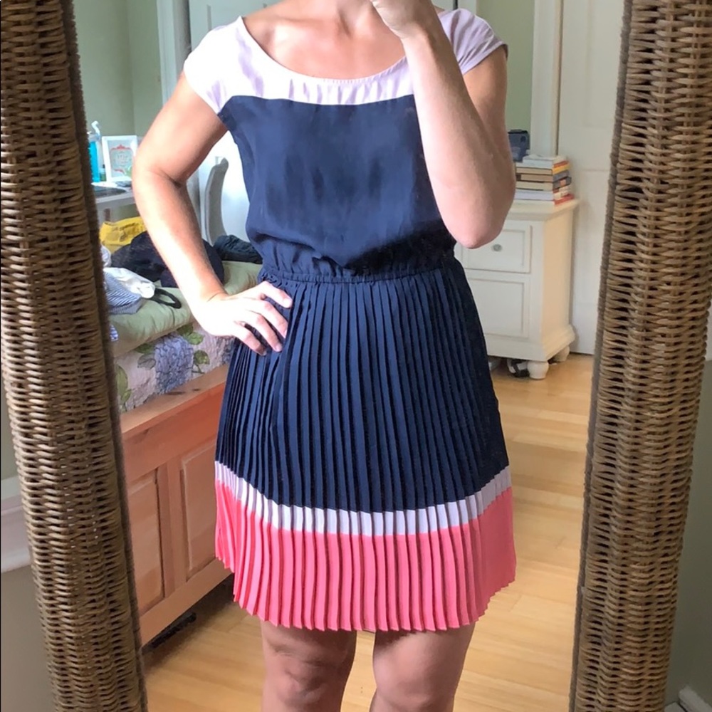 American Eagle pleated open back cap sleeve dress